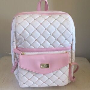 LUV BETSEY by Betsey Johnson White and Pink heart Quilted Backpack